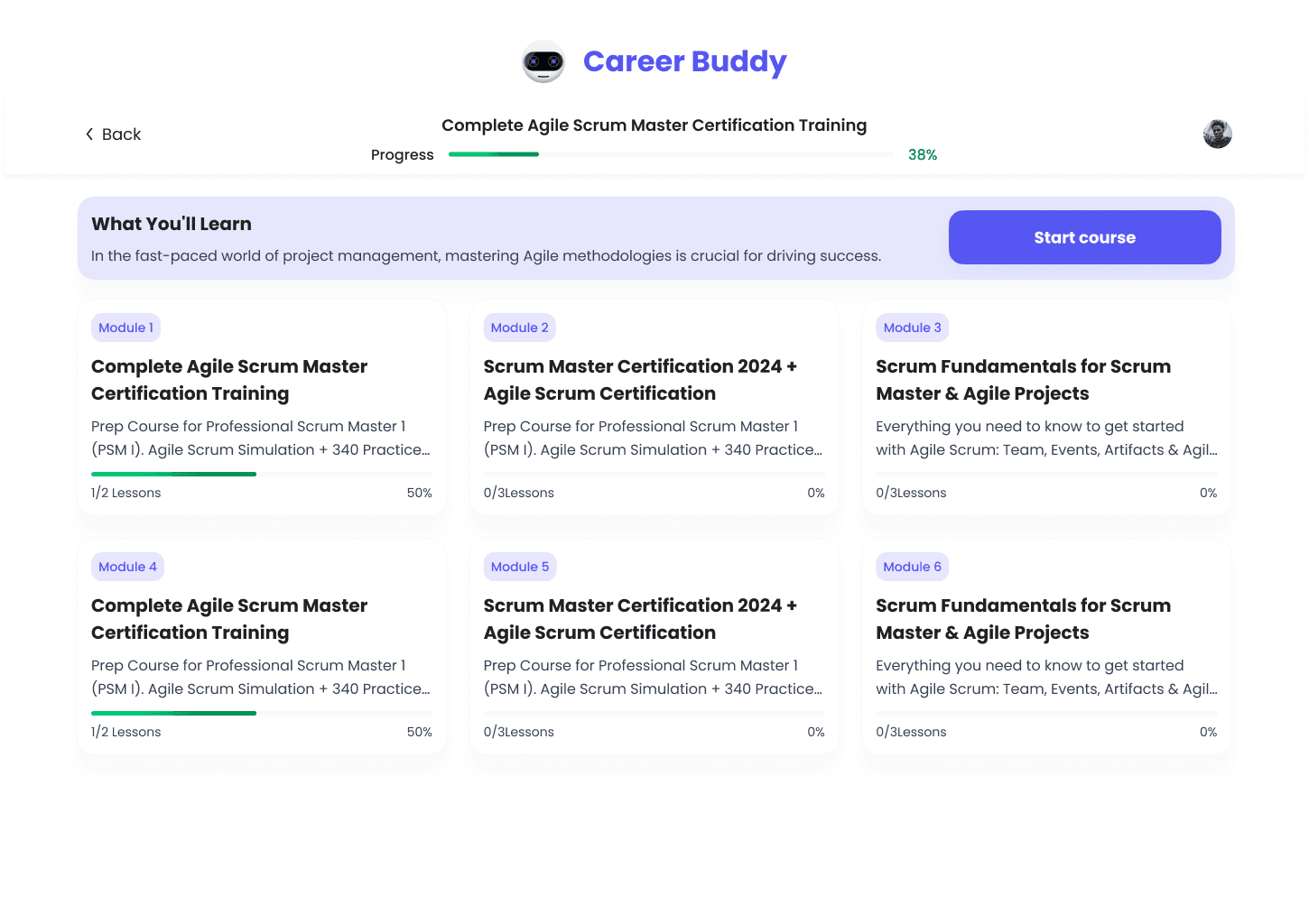 Comprehensive course modules overview
