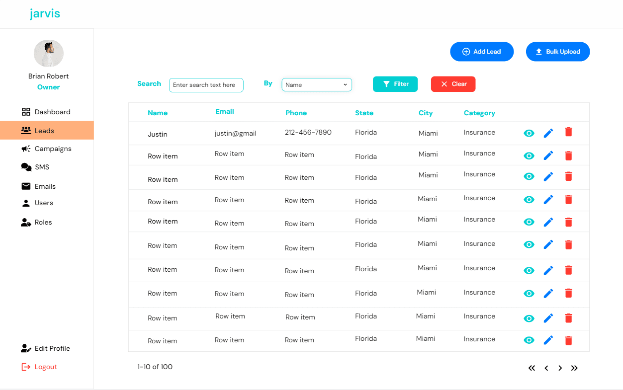 Detailed leads table for efficient management